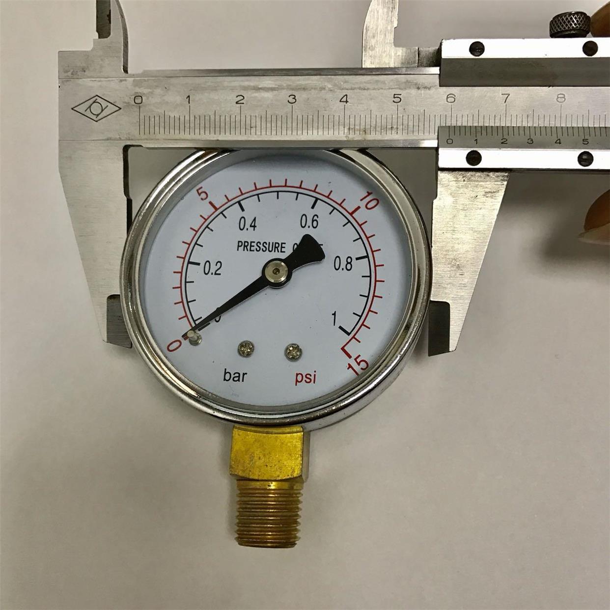 Pressure gauge 压力表 1bar 15psi 直径60mm 螺纹ZG1/4 压力1bar