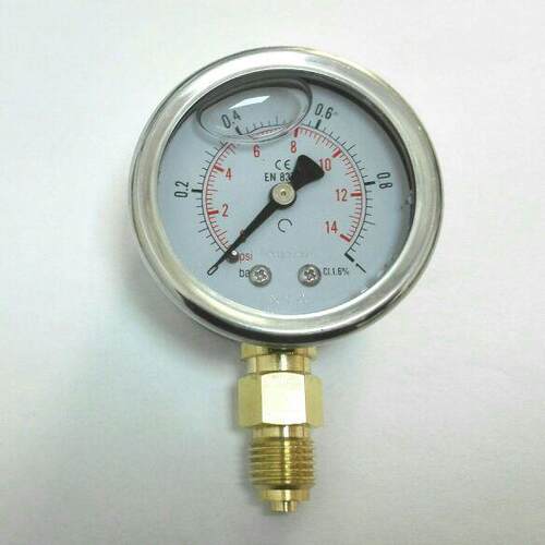 充油防震抗振压力表 yn-50 压力1bar 14psi 铜螺纹G1/4BSP Φ57mm