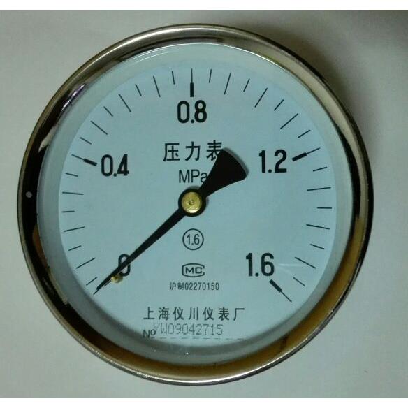 轴向普通压力表 轴向压力表 背接式压力表 直径100mm 压力1.6mpa