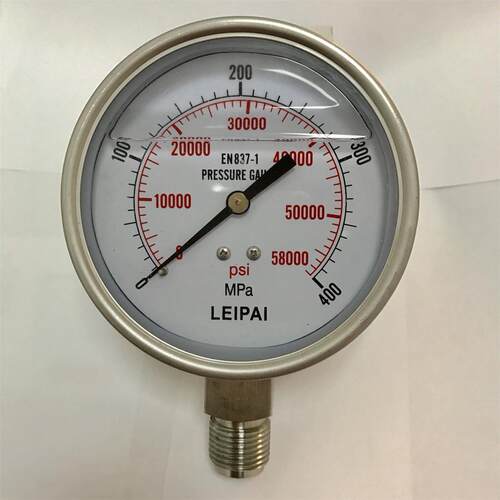 超高压压力表 YNB-100G  400mpa 螺纹G1/2 不锈钢耐震压力表100mm