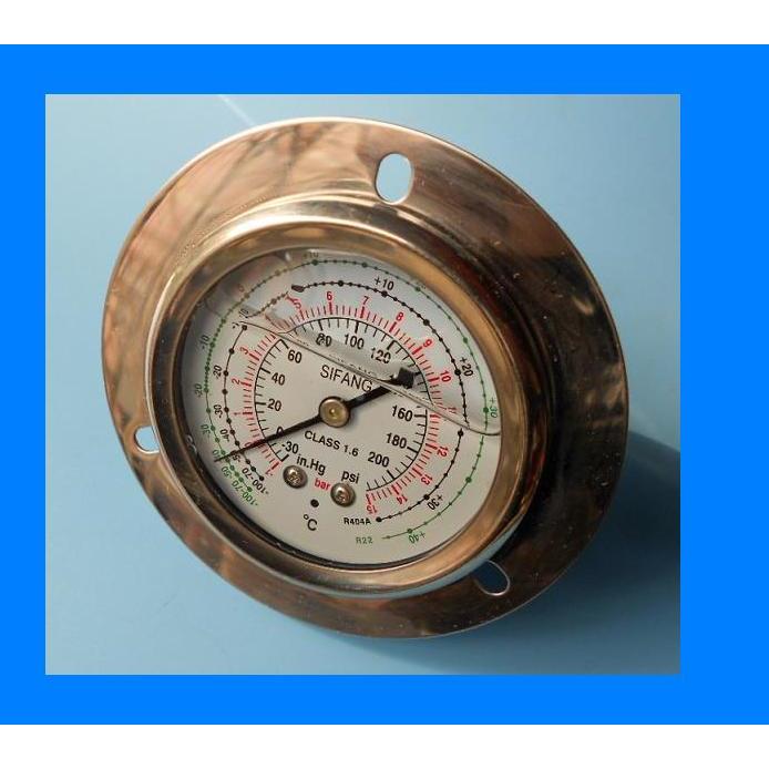 轴向冷煤压力表  螺纹11mm 压力-0.1-0-1.5MPA 多刻度压力显示