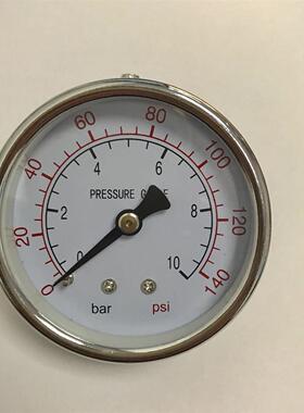 轴向压力表 直径60mm 压力10bar 140psi 螺纹G1/4 55度x19牙 平牙
