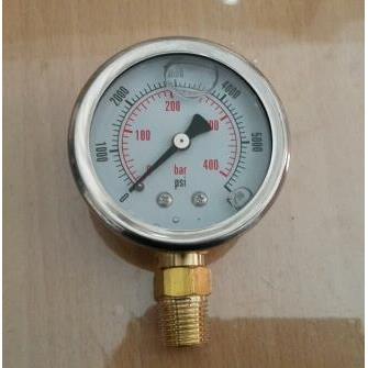 yn40 耐震压力表 不锈钢外壳双刻度400bar 6000psi 螺纹1/4npt