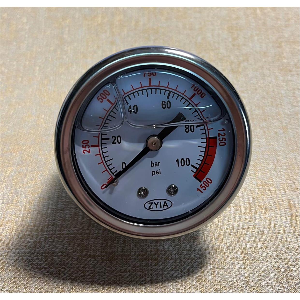 轴向耐震压力表  直径50MM51-58MM 压力100bar 1400psi 螺纹ZG1/4