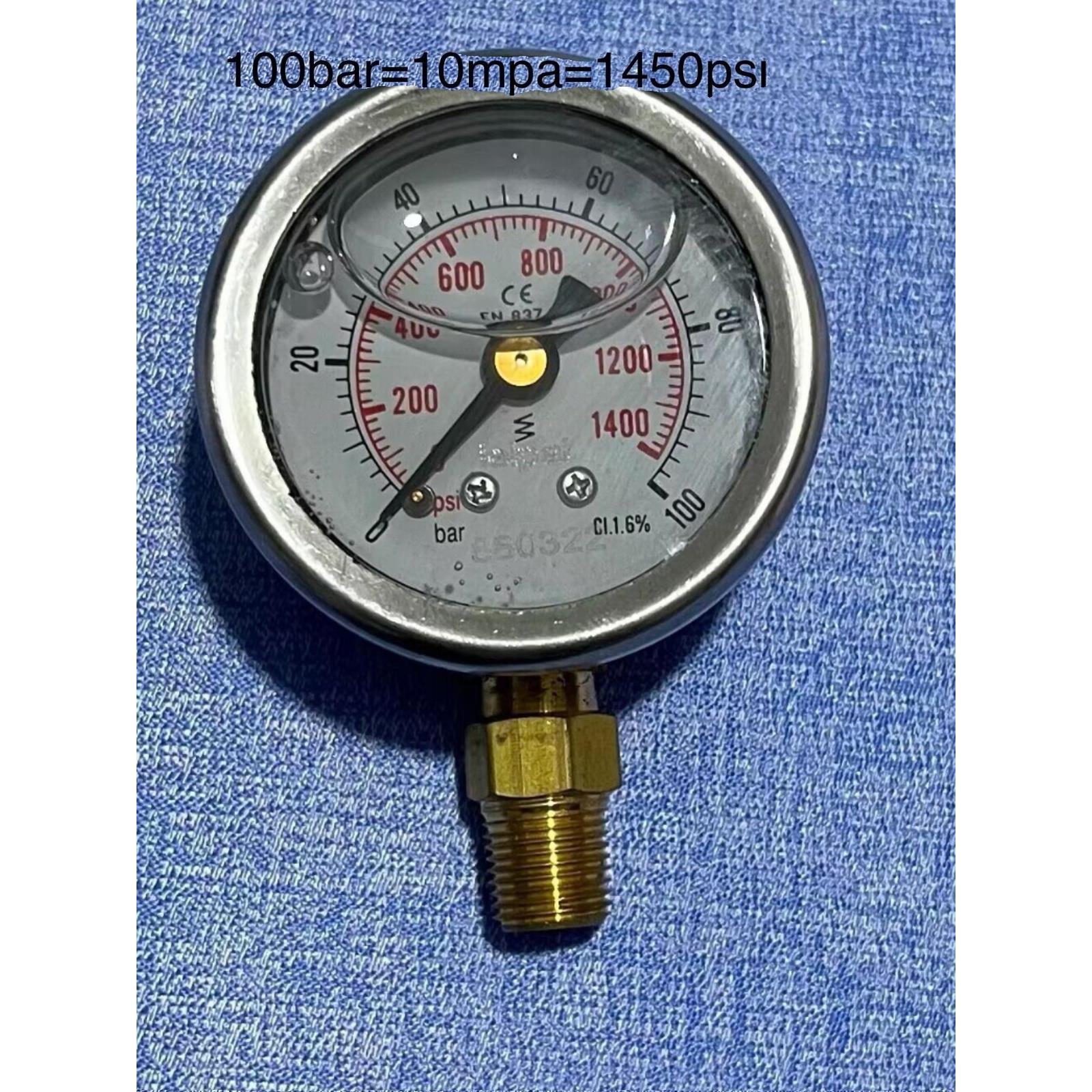 耐震压力表 前直径47毫米 背后41mm 压力100bar 10mpa铜螺纹ZG1/8