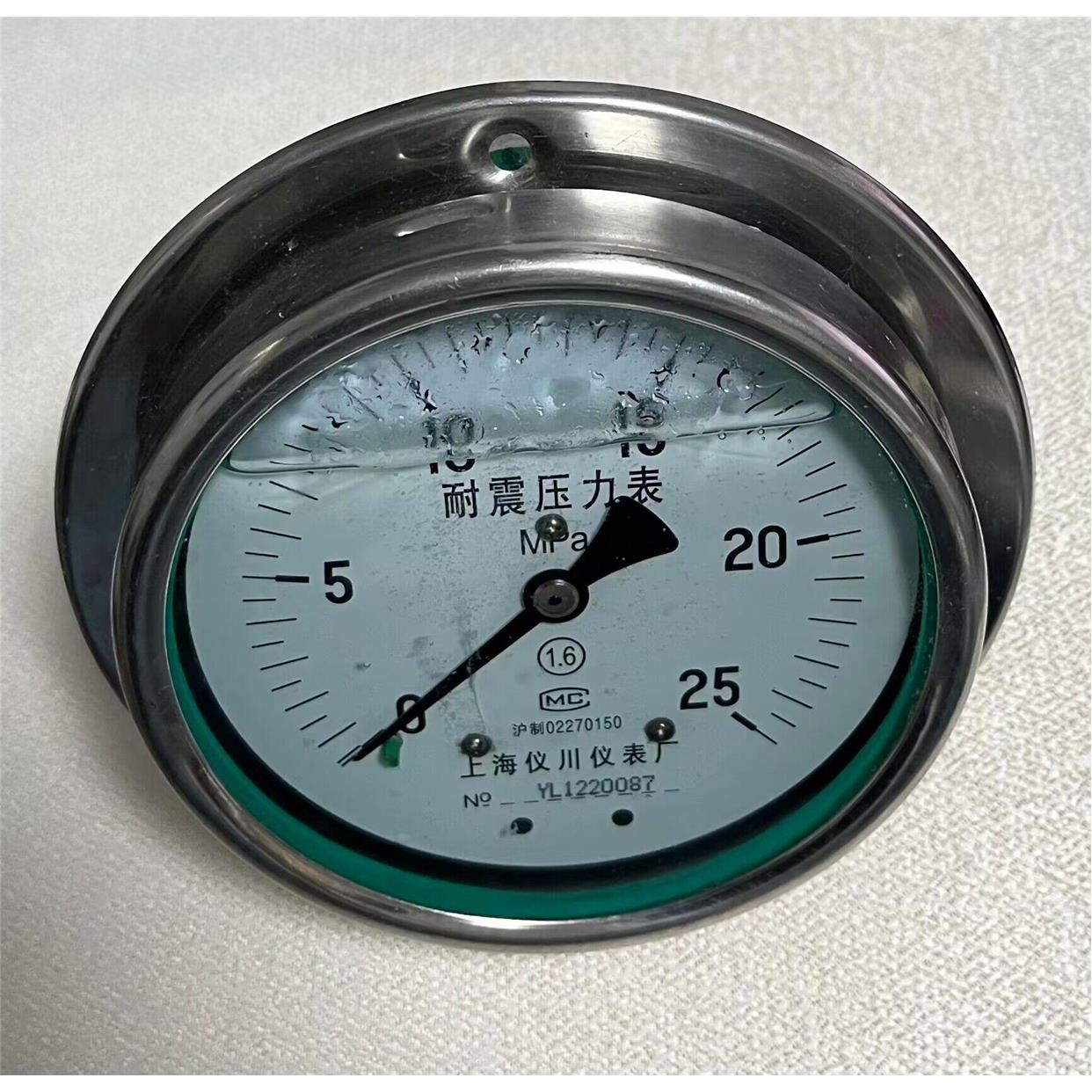 YN-100ZQ-BF轴向带前边不锈钢耐震防腐压力表100MM25MPAG1/4仪川