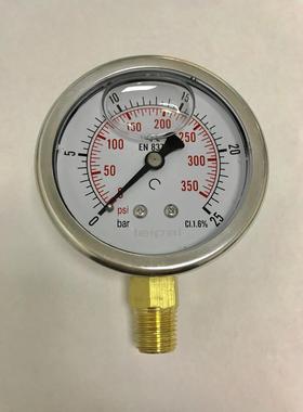 压力表25bar 350psi 螺纹1/4ZG 55度*19牙 直径68mm （背面61mm）