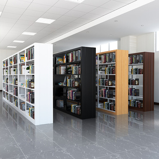 钢制图书馆书架学校居家用资料架图书室阅览室档案室单面双面书