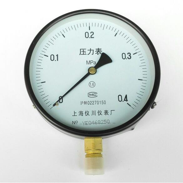 压力表 y-100 0～0.4mpa 压力4公斤 直径100 上海仪川仪表厂