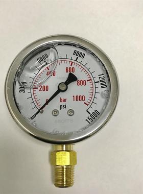 1000公斤压力表 直径60mm 耐震压力表 0-1000bar 15000psi ZG1/4
