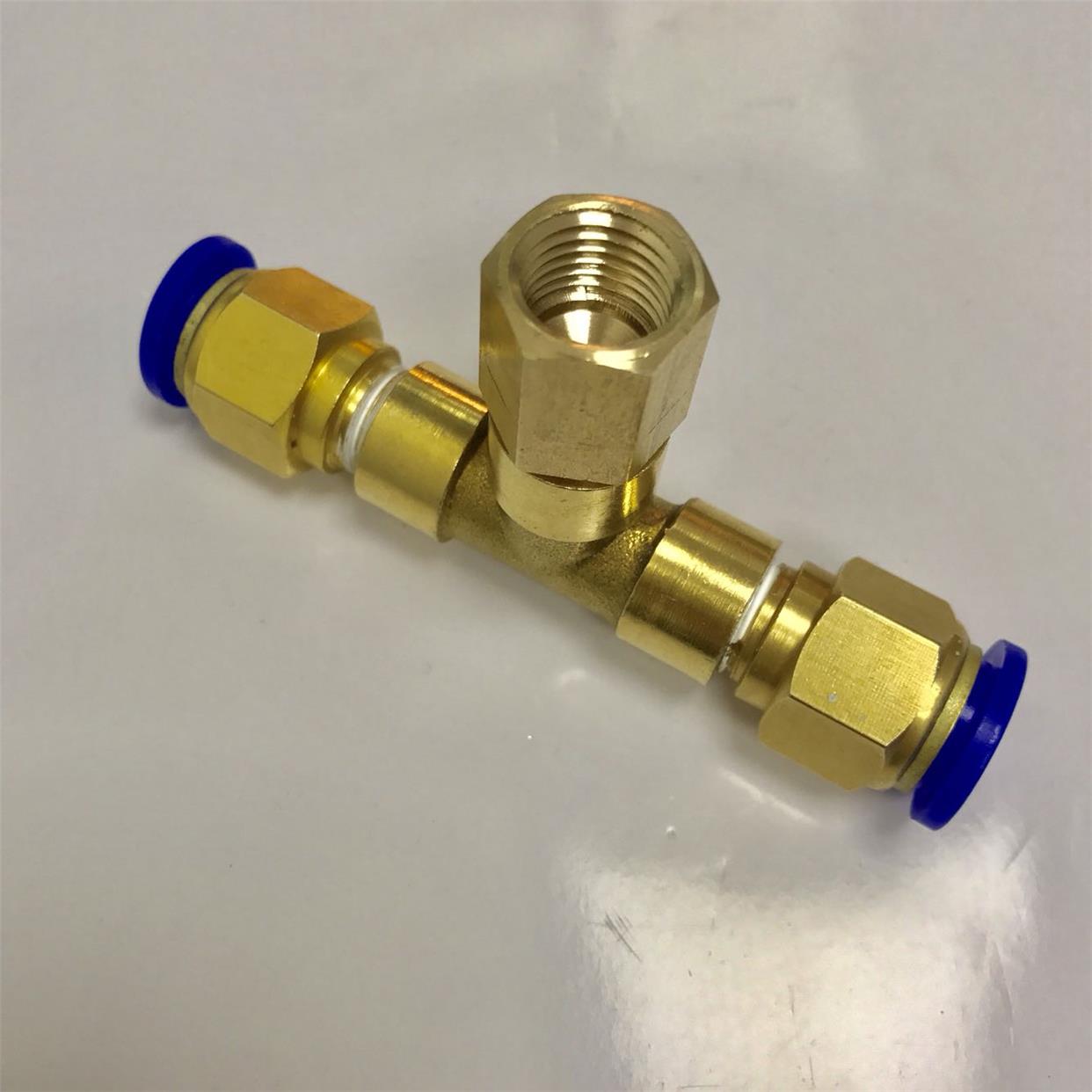 内丝气管三通快插接头 中间内螺纹m14x1.5 两边可接外径4-12mm管