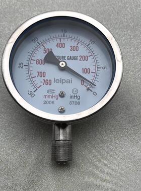 雷派 不锈钢真空表 Z-100BF -30inhg～0-760mmhg-0 Φ100mm 负压