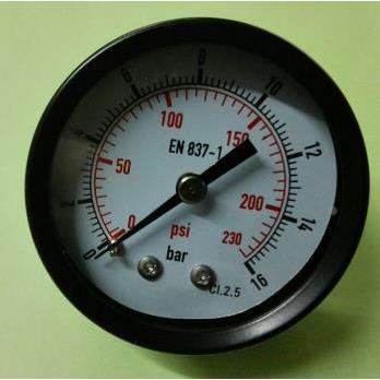 出口型轴向英文双刻度压力表 en837-1 y-50Z 0-16bar 0-230psi