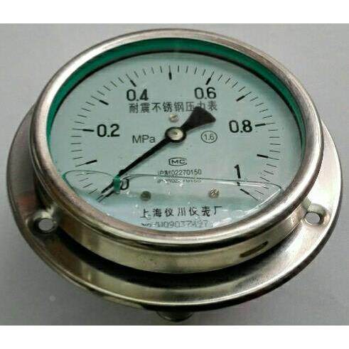 螺纹在背后轴向 侧出式耐震不锈钢压力表 yn-100bf-zt 1mpa 100mm