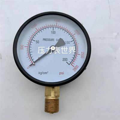 双刻度 英文压力表  y-100 0~200KG/CM2 2800PSI 直径100mm 雷派