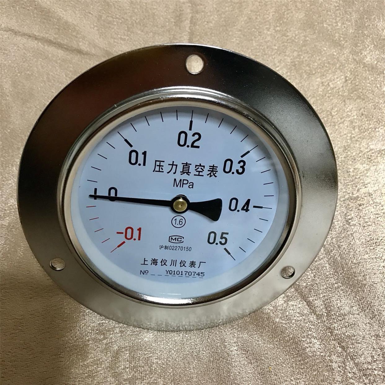 -0.1-0.5mpa 轴向带边压力真空表 YZ-100ZT 直径100mm 上海仪川牌