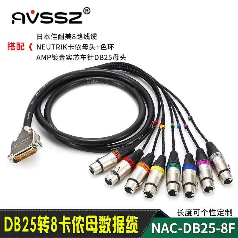 DB25公8卡侬母neutrik雅马哈多轨模拟输出音频线录音棚散尾canare