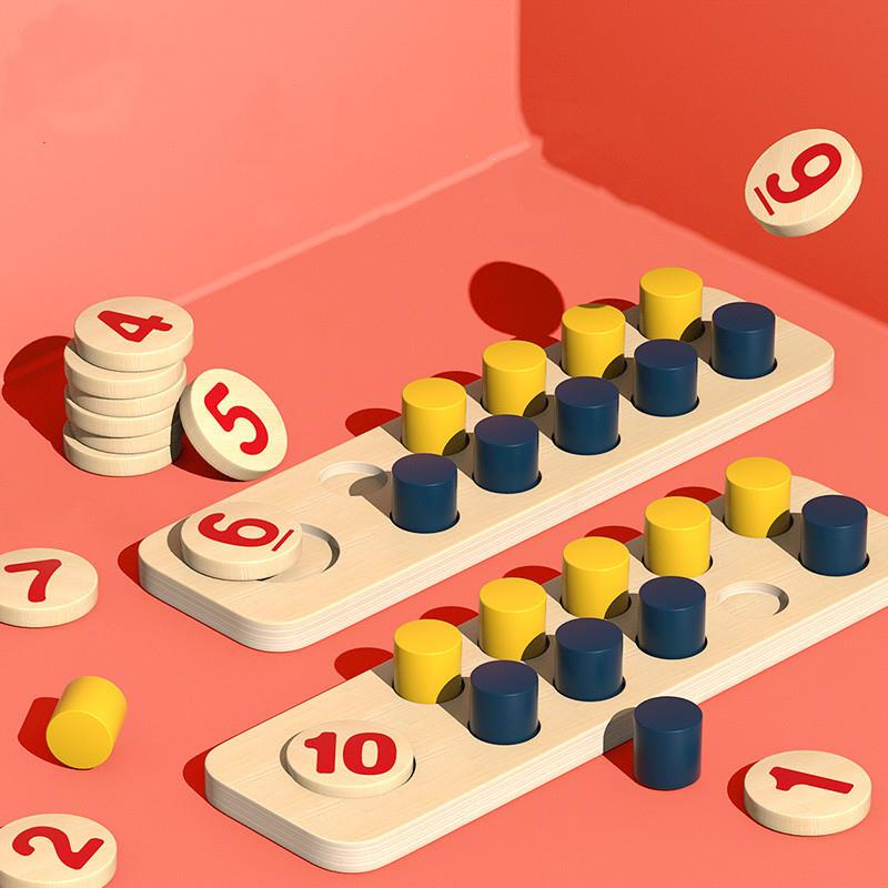 新款儿童益智类木制十位计数板趣味启蒙教具数学计算认知配对玩具