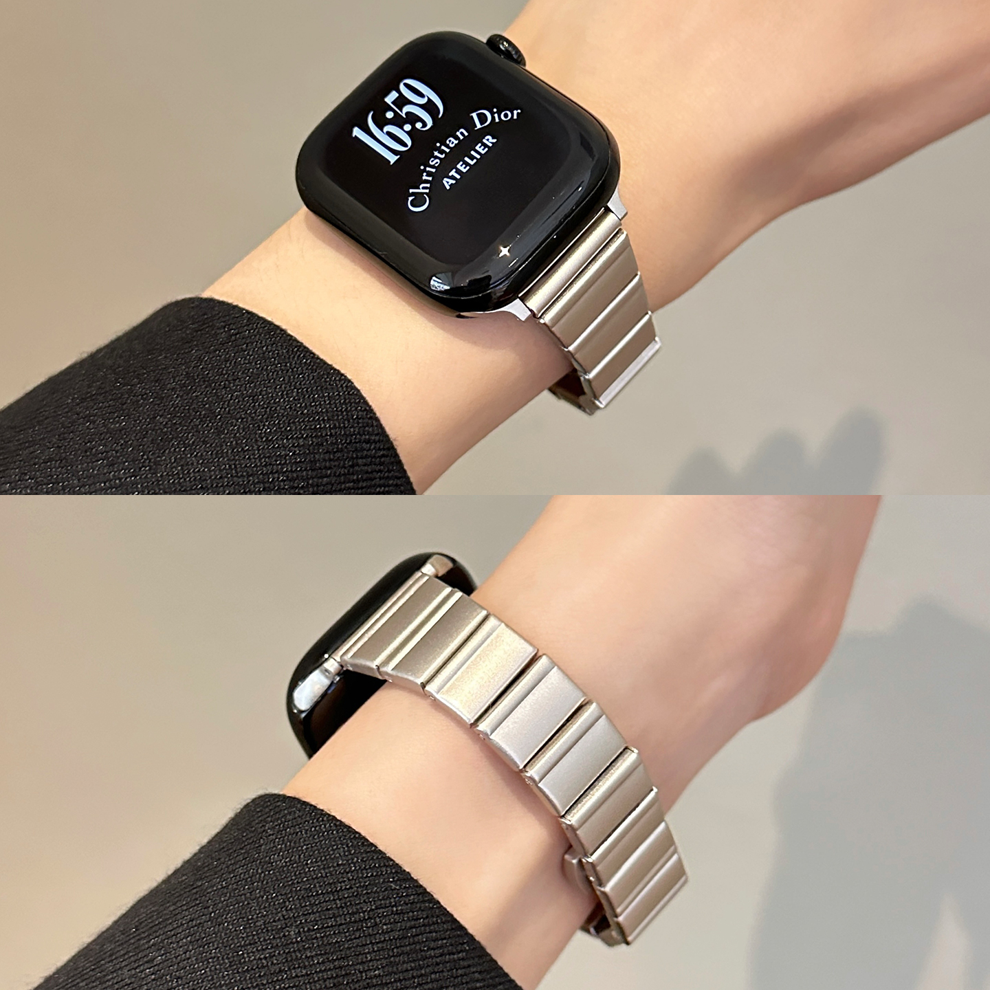 适用苹果手表s10表带iWatch10代女款金属Applewatchs9高级感SE夏天S8透气9小蛮腰876男链式Ultra创意新款腕带