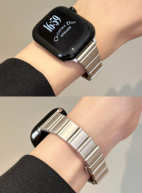 适用苹果手表s10表带iWatch10代女款s11金属Applewatchs9高级感SE秋冬S8透气9小蛮腰87男链式Ultra新款11腕带