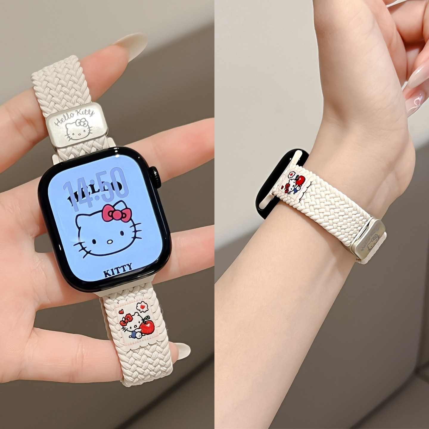 适用iWatch11编织KT猫磁吸腕带