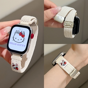 适用华为FIT4表带FIT3手表智能WatchFIT4运动新款手表带FIT4pro尼龙腕带编织替换带小蛮腰细款磁吸女生kt猫