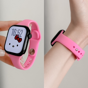 S9硅胶S8新款 适用iwatch10表带苹果S10手表applewatch9小蛮腰细款 腕带S7女生S6夏天SE高级感876代创意潮流色