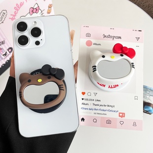 kt猫镜子手机磁吸支架强力吸附MagSafe伸缩气囊补妆镜背贴高清镜面高级桌面追剧底座架便携创意直播支撑架