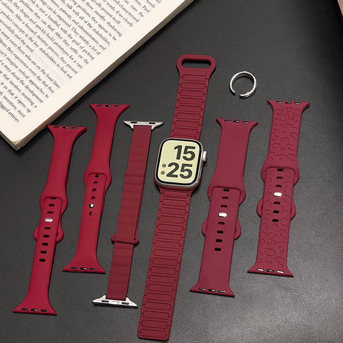 2026新款适用iwatch表带酒红色
