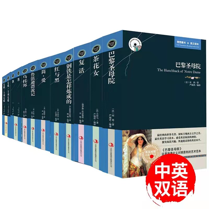 世界十大名著10册中英文双语版原版原著正版全套简爱飘文学书籍适合大学生中学生高中生必读课外书英语读物