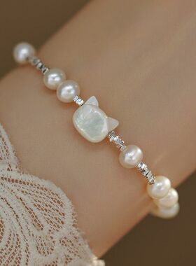 天然淡水珍珠碎银几两手链可爱