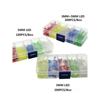 发光二极管F3MM红黄蓝绿白组合LED灯珠F5MMLED混装样品包送收纳盒