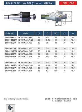 铣床平面铣刀柄NT40-FMA25.4-5/8英制牙  平面铣刀柄 面铣刀柄
