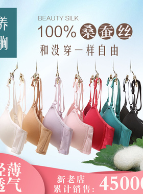 有致真丝内衣女无钢圈超薄睡眠文胸桑蚕丝大胸显小简约光面无痕夏