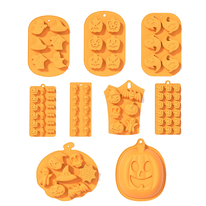万圣节模具烘焙饼干模巧克力巫师帽 骷髅头冰格 diy滴胶南瓜造型