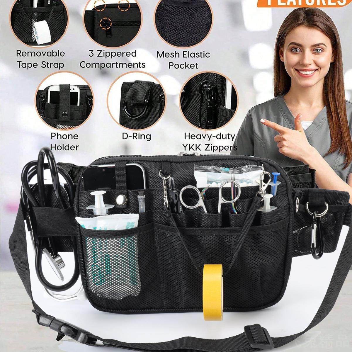 跨境大容量护士工作腰包多隔层医用多口袋收纳日用品袋实用腰带包,收纳整理,医药包,淘宝优惠券,粉丝福利购,淘宝优惠卷