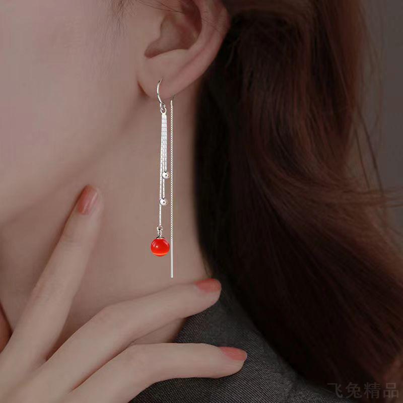 炫彩8粉红蓝绿石耳线女耳坠个性