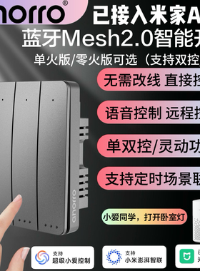 ahorro奥能已接入米家APP智能开关四开小爱语音遥控灯无线开关