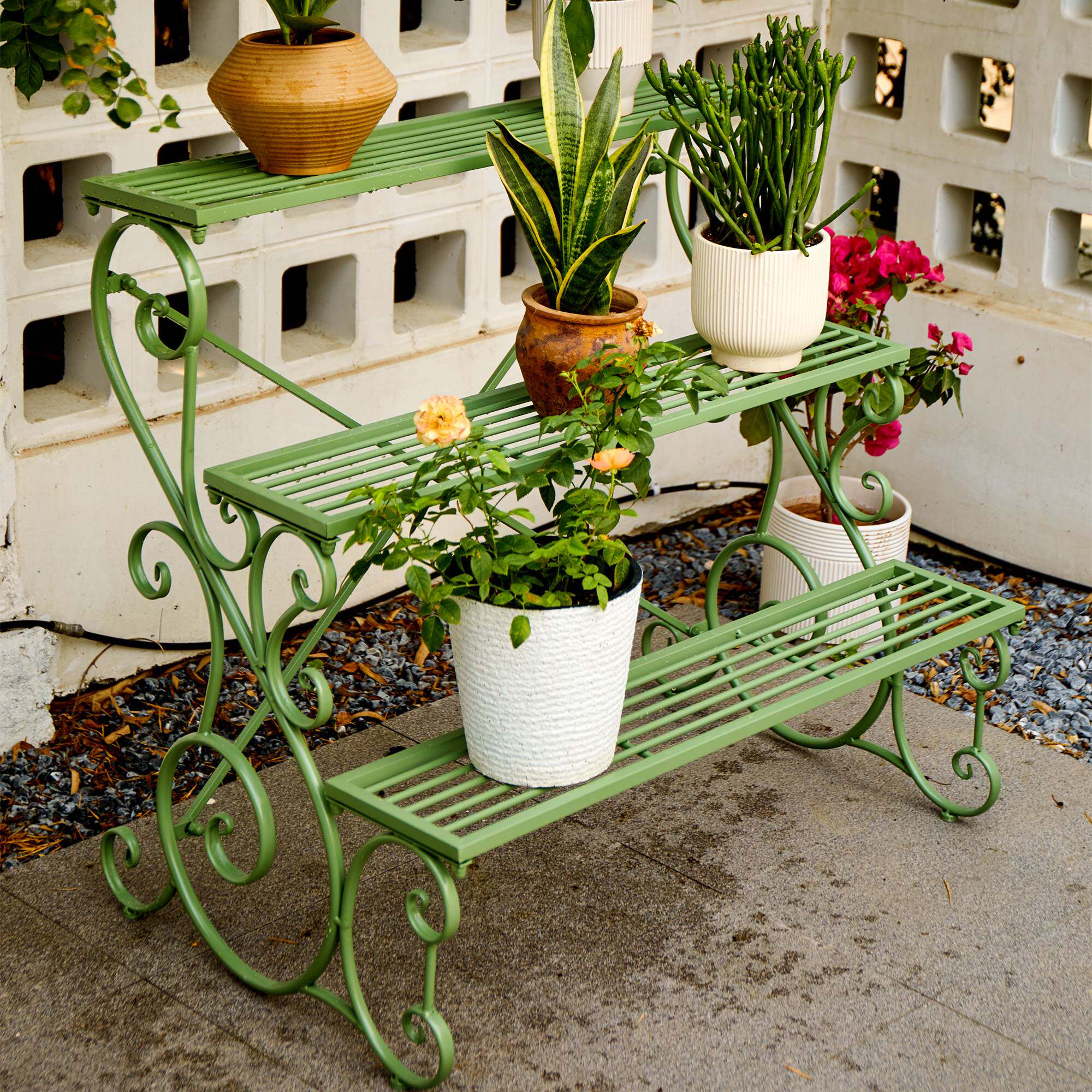 法式铁艺花架子户外花园多层阶梯花盆架庭院室外露台阳台落地式