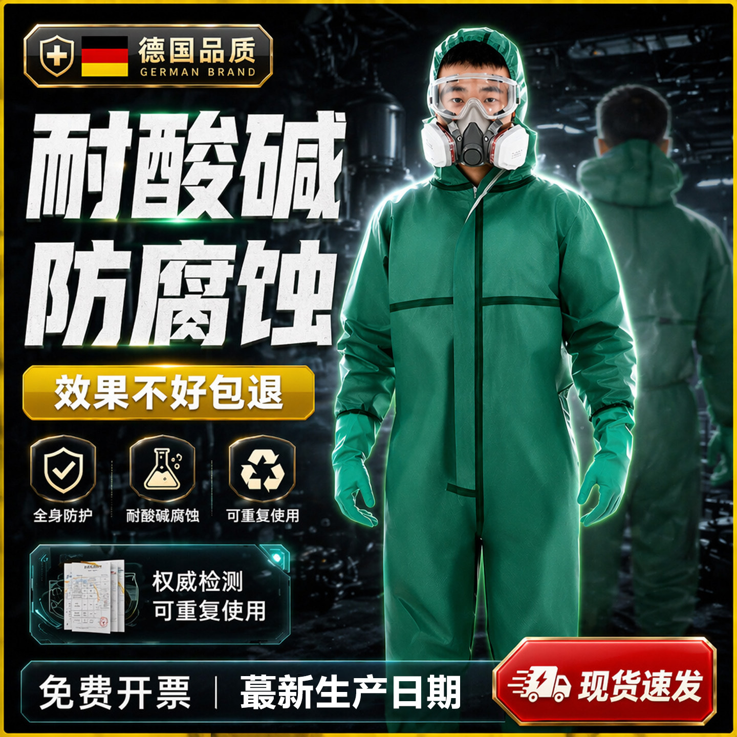 耐酸碱防护服防化服连体全身防腐蚀工业粉尘加厚工作服酸化工打药