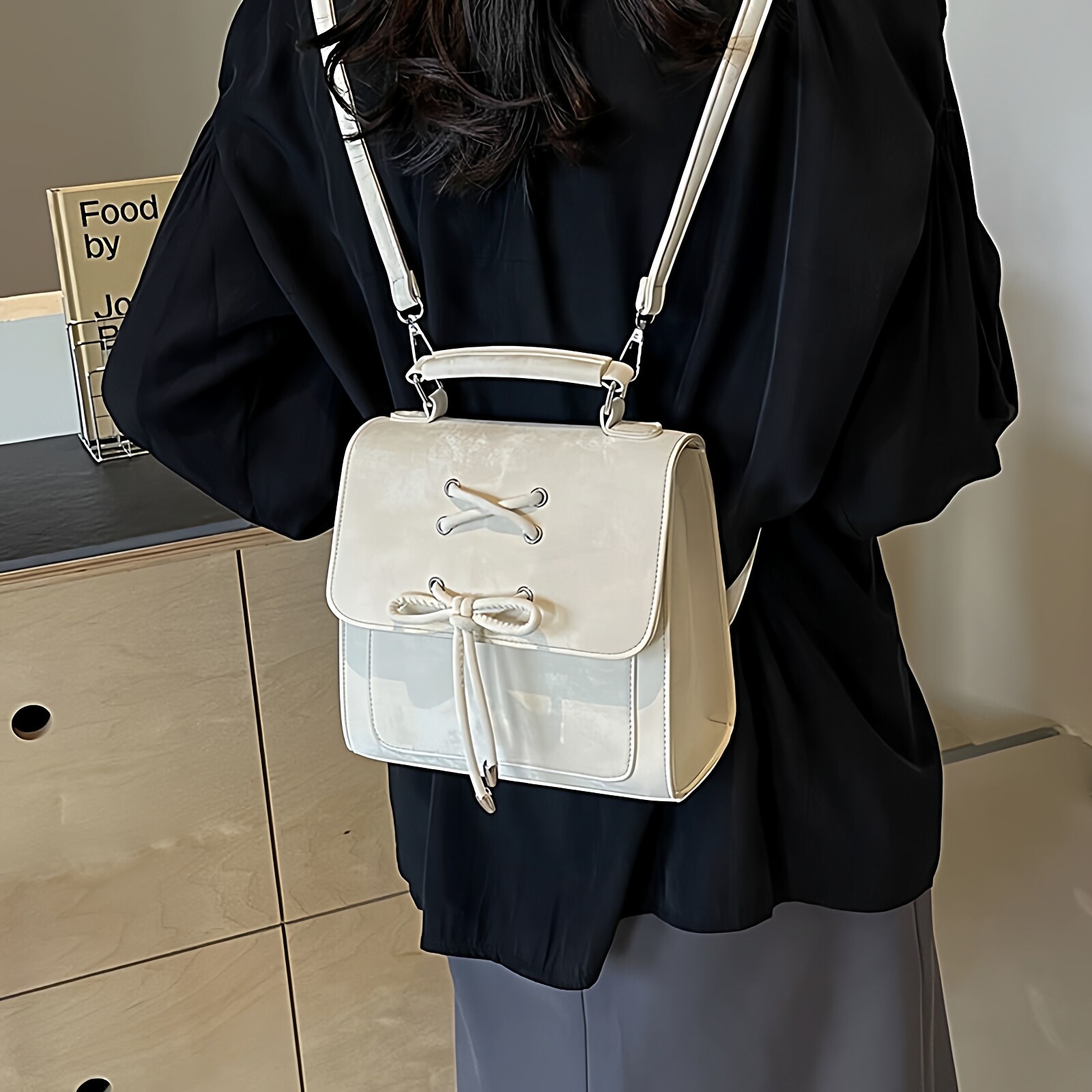 梵花女包小众蝴蝶结双肩包女士今年新款时尚手提小方包高级感通勤