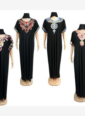 外贸中东非洲女黑色冰丝宽松长袍连衣裙礼服Middle Eastern dress