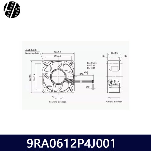 9RA0612P4J001 6025 12V 0.35A 6CM/厘米 双滚珠静音散热风扇