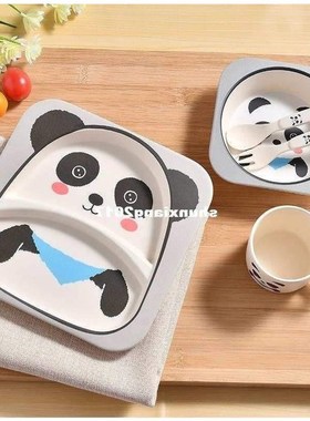 Bamboo child baby tableware plate set kids children dinnerwa