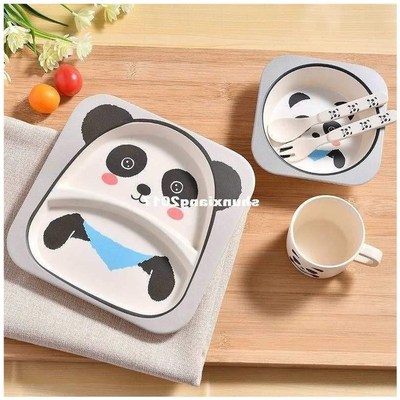 Bamboo child baby tableware plate set kids children dinnerwa