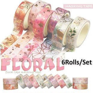 6Rolls/Set Flower Washi Tape Floral Decorative Tape Scrapboo