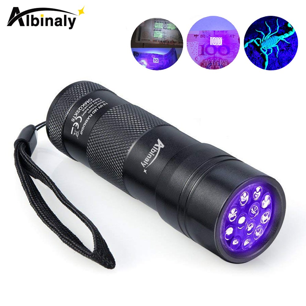 UV Flashlight 12 LEDs 395 nm UV Detector Light for Dog Cat U
