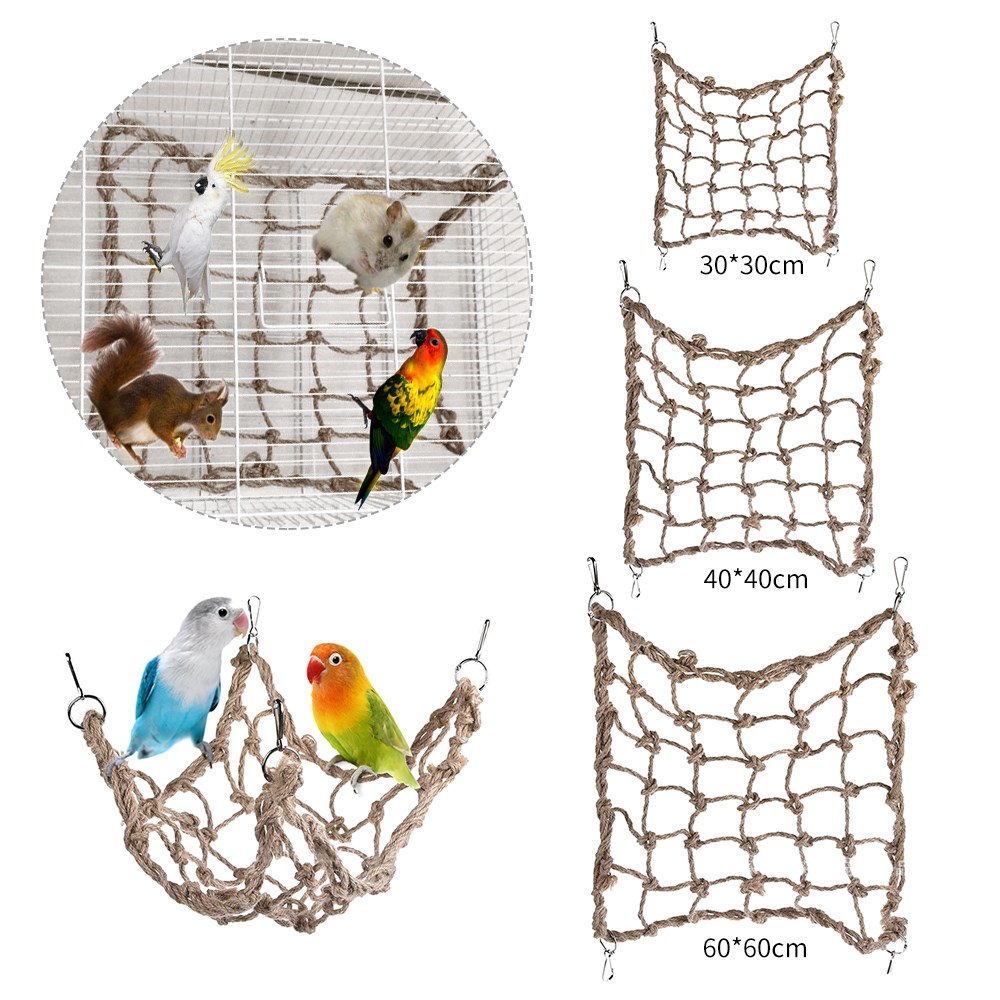 Pet Bird Climbing Net Bird Parrot Toys Hemp Rope Training C