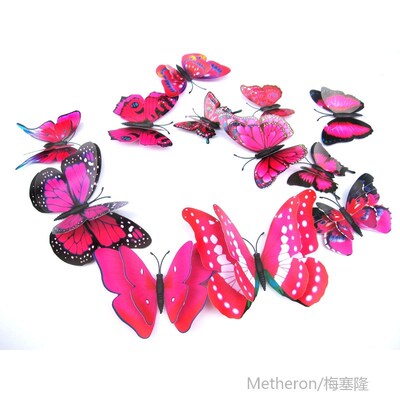 12pcs/set Multicolor Double Layer 3D Butterfly Wall er Magne