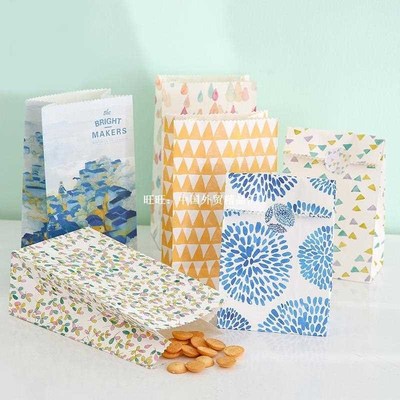 16 sets paper bag when color meet geometry theme design gift